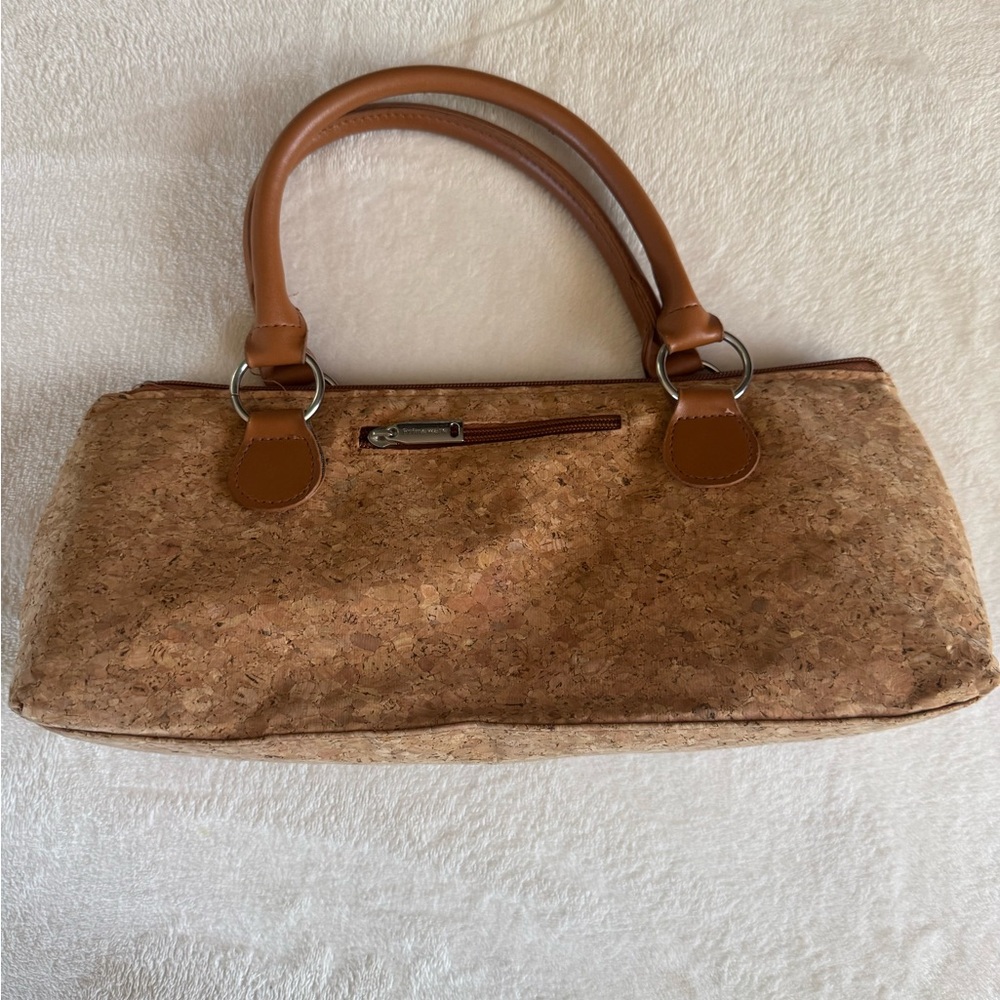 Cork wine bottle carrier Bag with Tan Handles